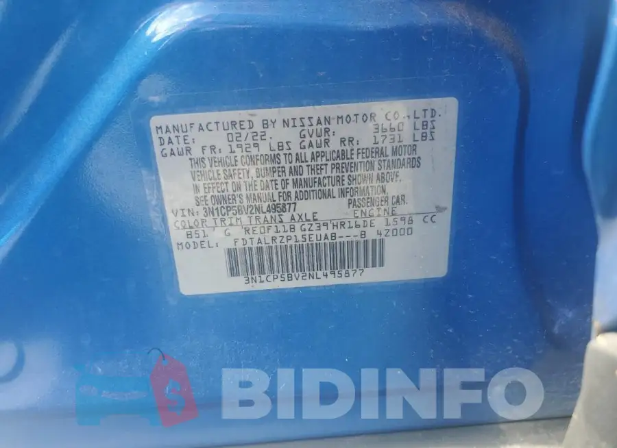 3N1CP5BV2NL495877 Photo# 12
