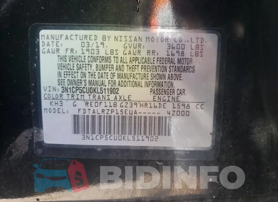 3N1CP5CU0KL511902 Photo# 12