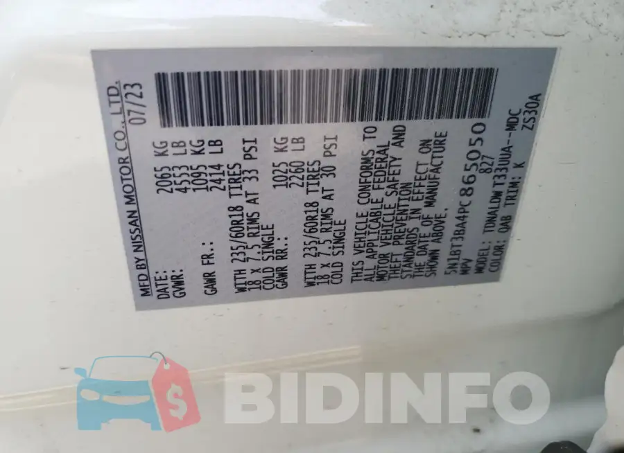 5N1BT3BA4PC865050 Photo# 13