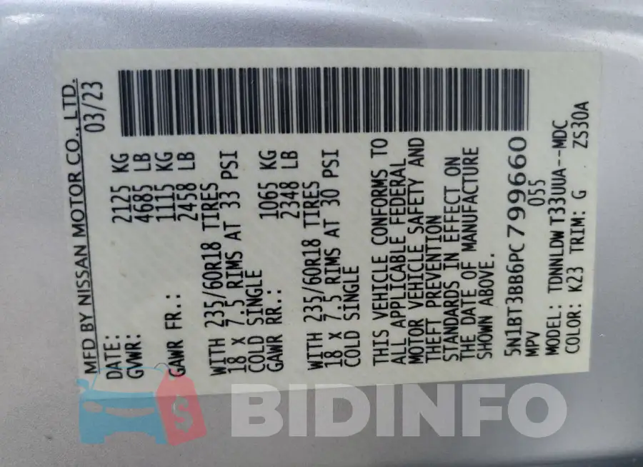 5N1BT3BB6PC799660 Photo# 13