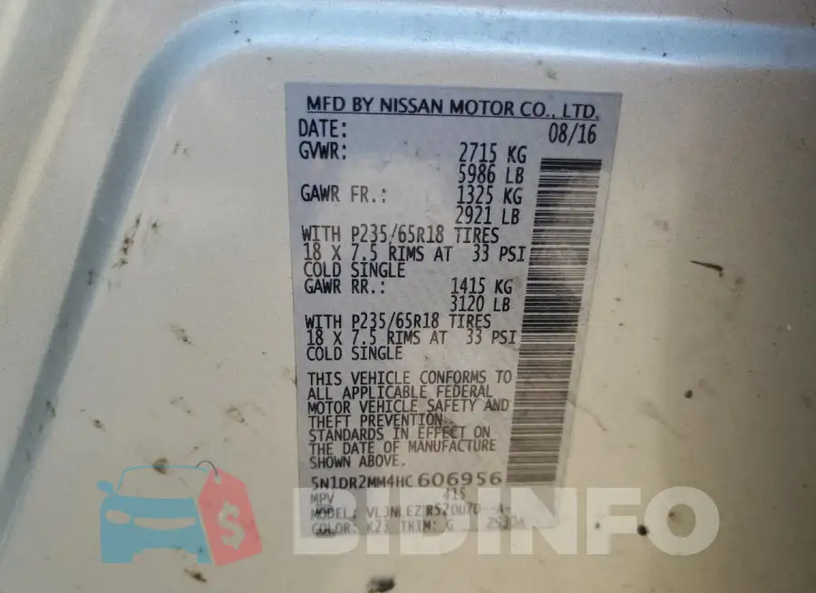 5N1DR2MM4HC606956 Photo# 13