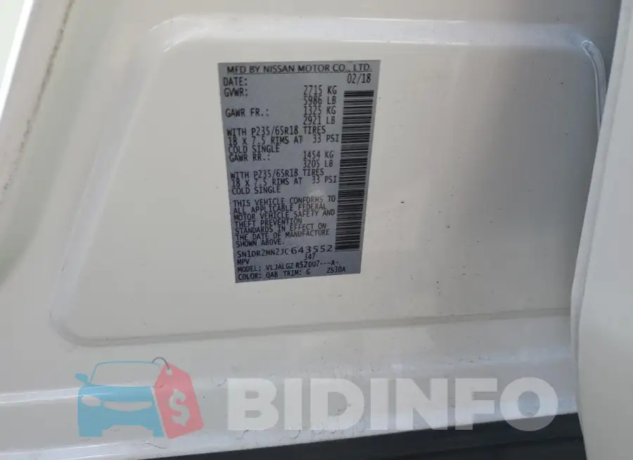 5N1DR2MN2JC643552 Photo# 13