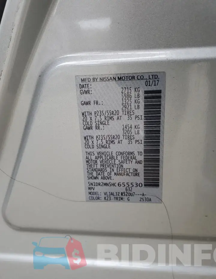 5N1DR2MN5HC655530 Photo# 13