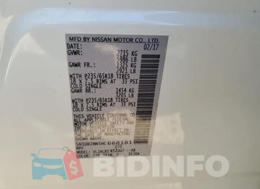 5N1DR2MN5HC668181 Photo# 14