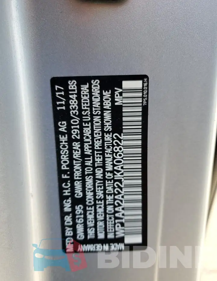 WP1AA2A22JKA06822 Photo# 13