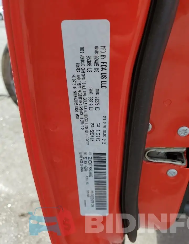 2C3CDXCT3KH598006 Photo# 12