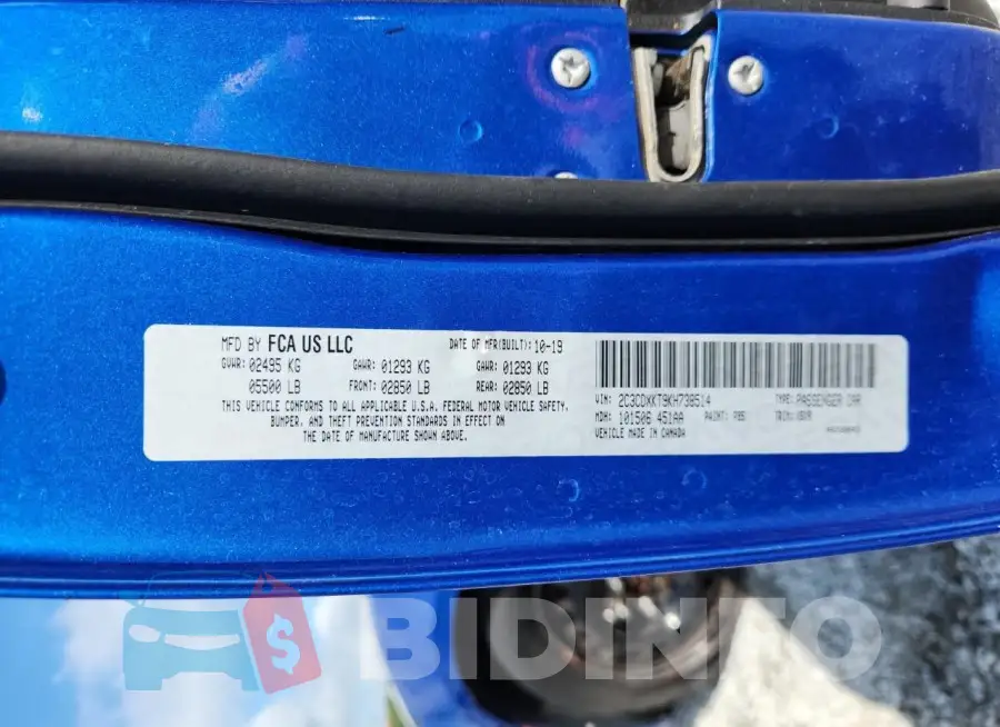 2C3CDXKT9KH738514 Photo# 12