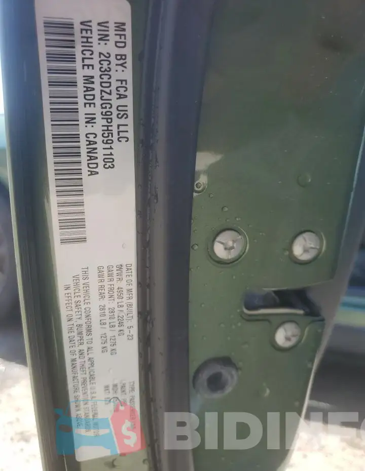2C3CDZJG9PH591103 Photo# 12