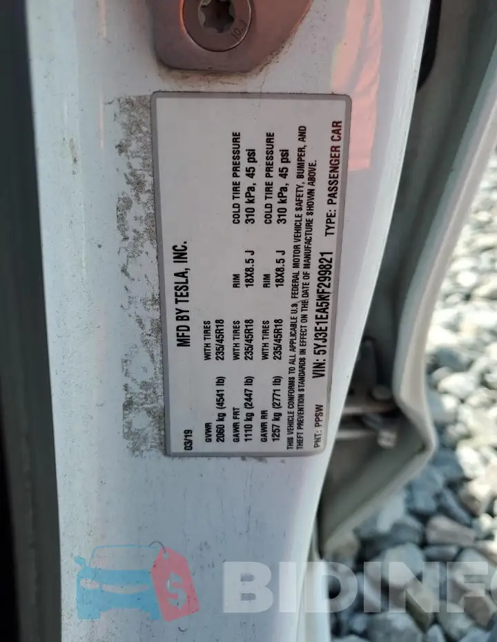 5YJ3E1EA5KF299821 Photo# 13
