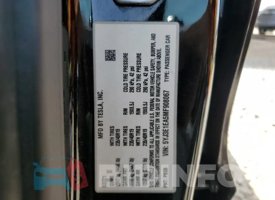 5YJ3E1EA5MF908067 Photo# 14