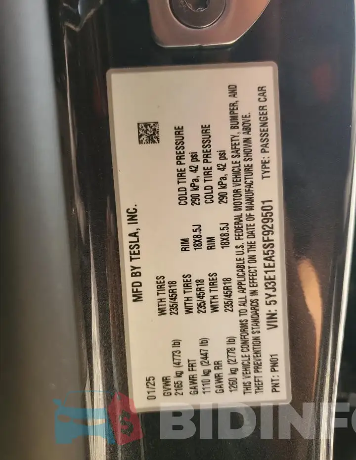 5YJ3E1EA5SF929501 Photo# 12
