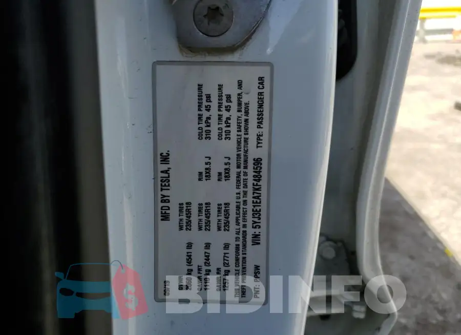 5YJ3E1EA7KF484596 Photo# 13