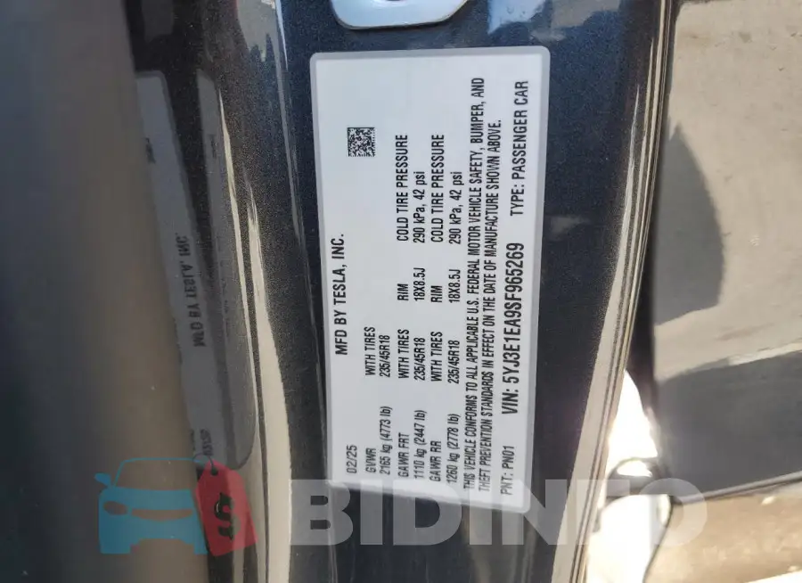5YJ3E1EA9SF965269 Photo# 12