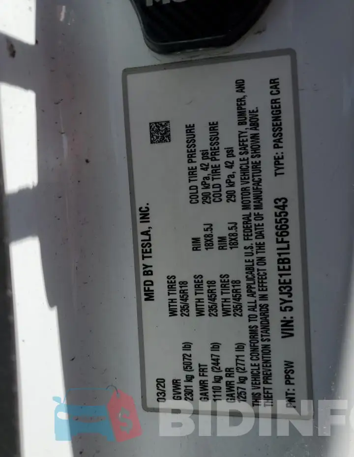 5YJ3E1EB1LF665543 Photo# 13