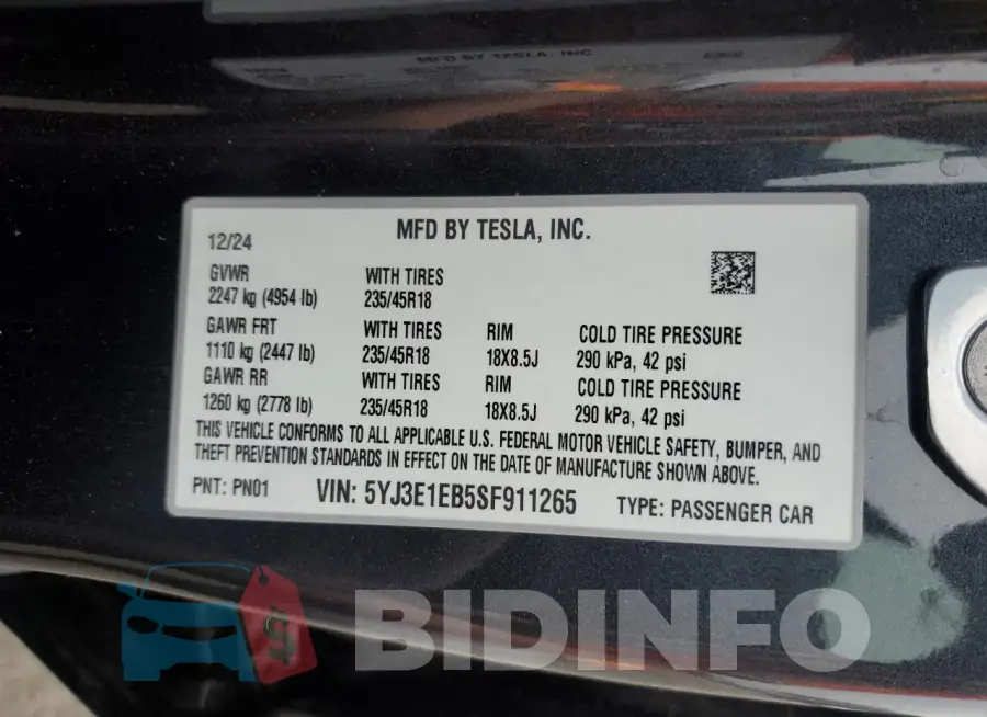 5YJ3E1EB5SF911265 Photo# 12