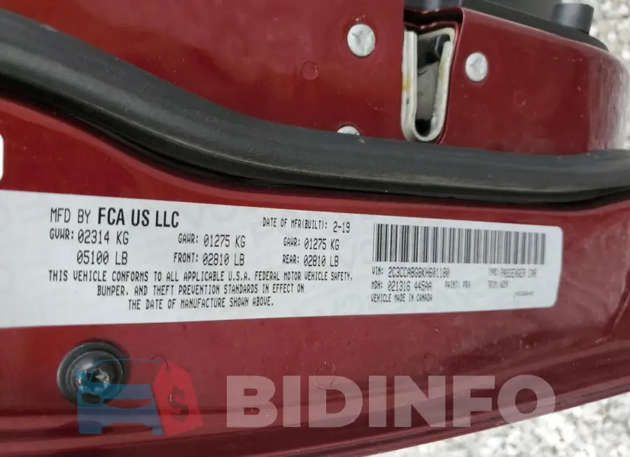 2C3CCABG8KH601180 Photo# 12