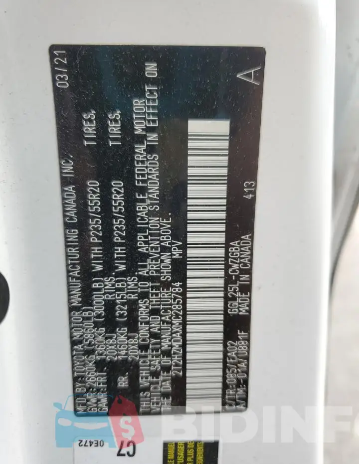 2T2HZMDAXMC285784 Photo# 13
