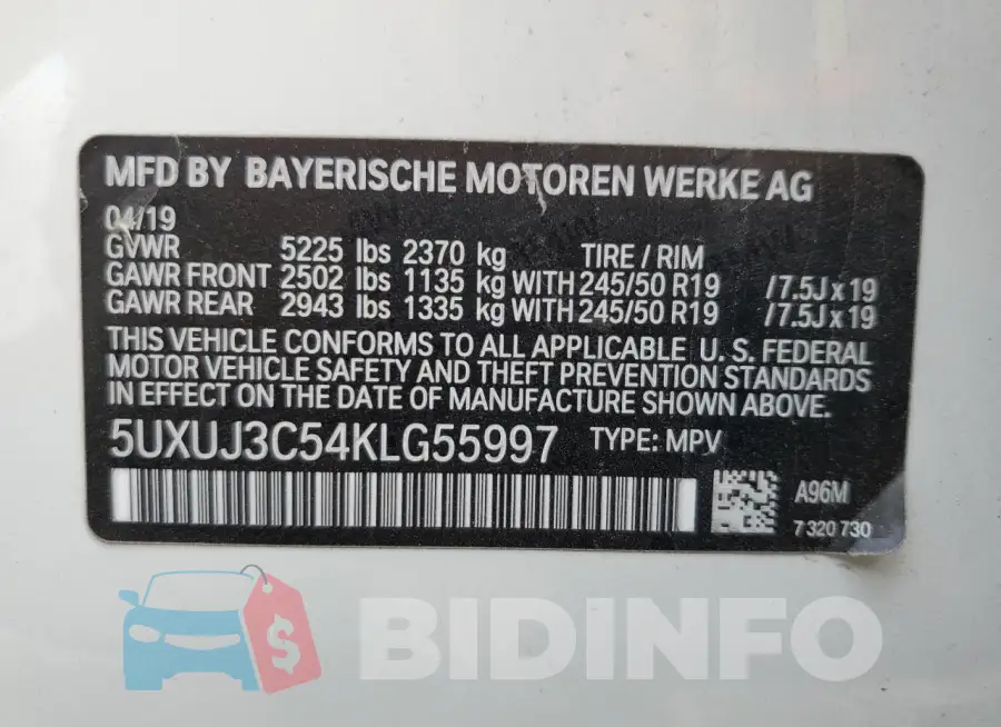 5UXUJ3C54KLG55997 Photo# 13