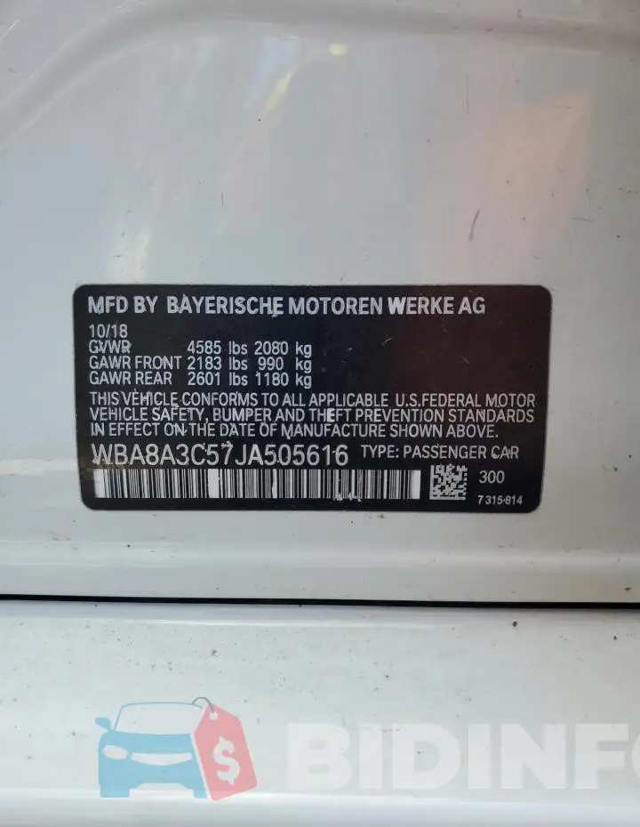 WBA8A3C57JA505616 Photo# 13