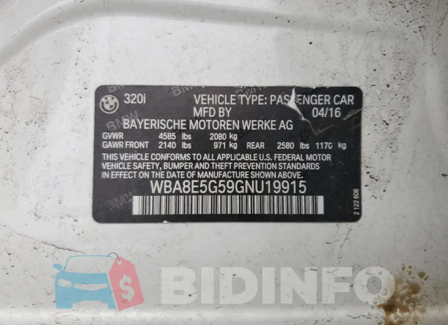 WBA8E5G59GNU19915 Photo# 12