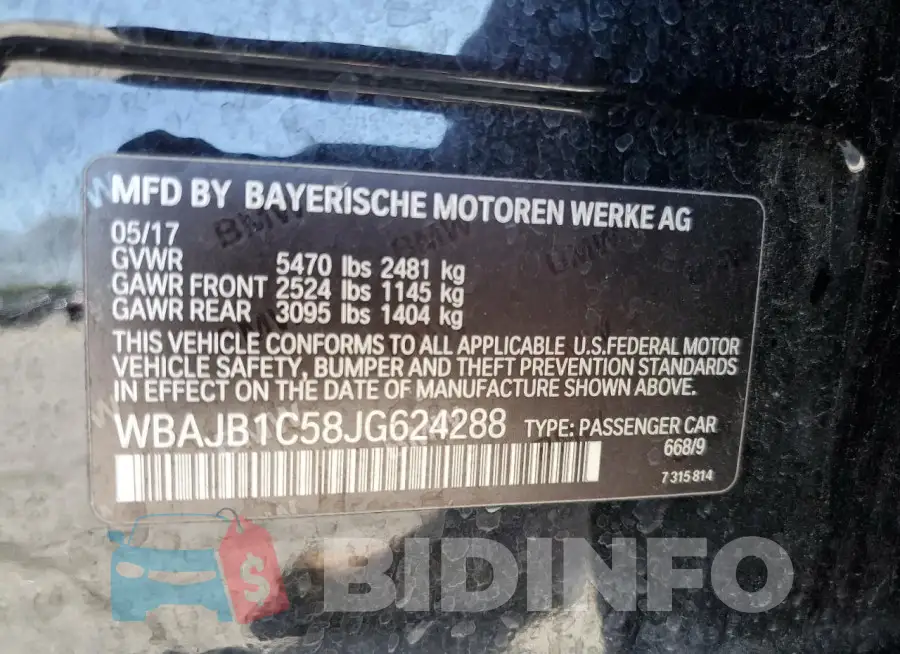 WBAJB1C58JG624288 Photo# 13