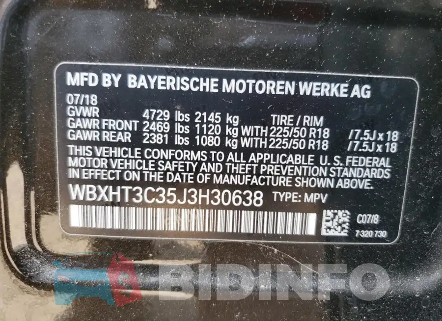 WBXHT3C35J3H30638 Photo# 13