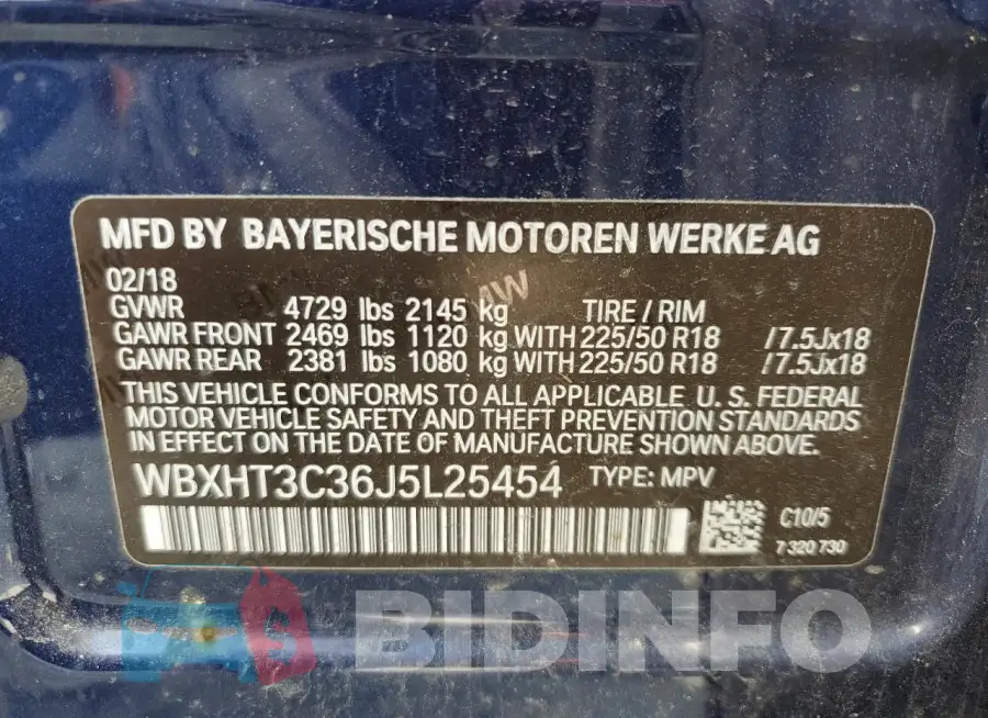 WBXHT3C36J5L25454 Photo# 13