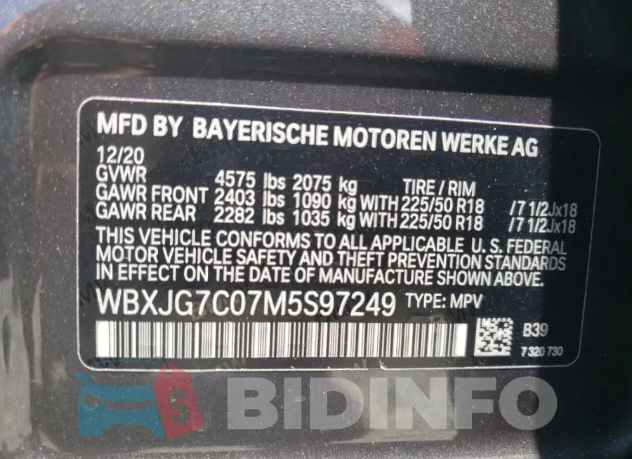 WBXJG7C07M5S97249 Photo# 14