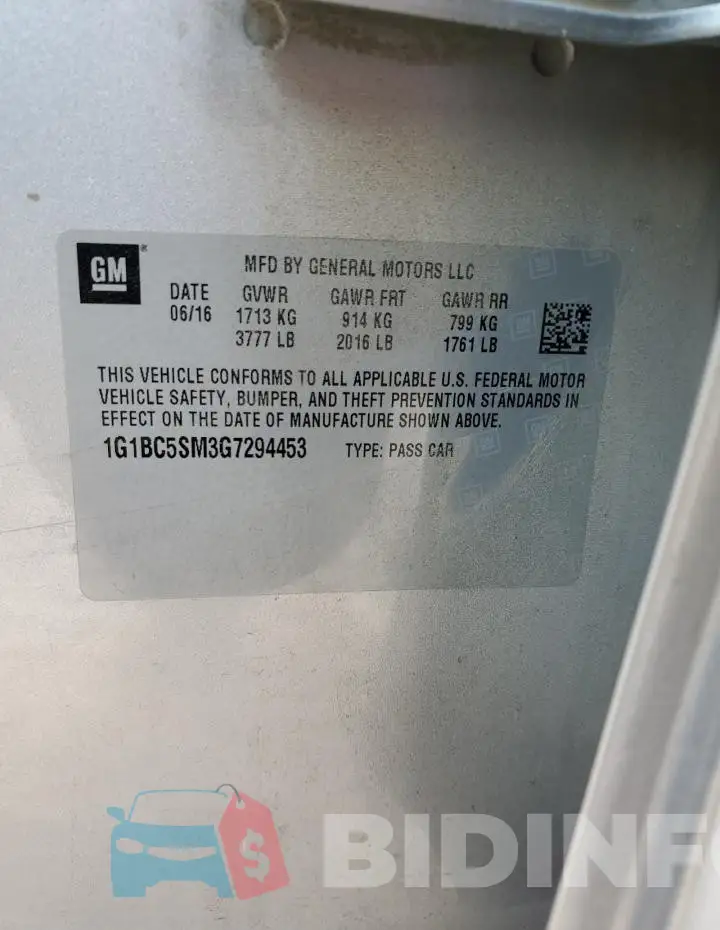 1G1BC5SM3G7294453 Photo# 12