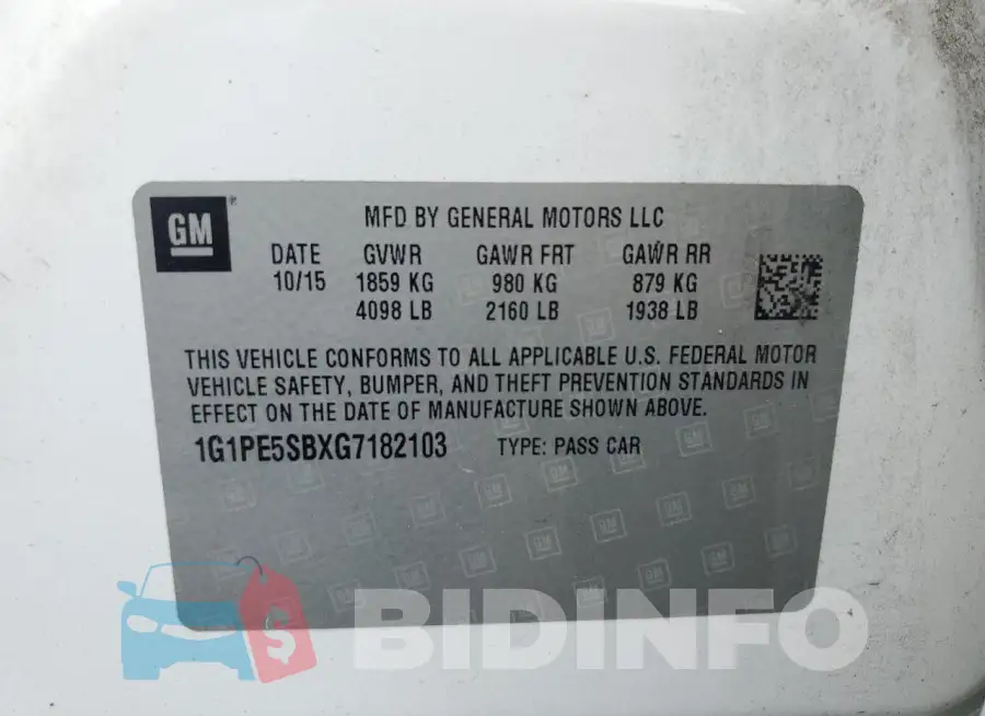 1G1PE5SBXG7182103 Photo# 12