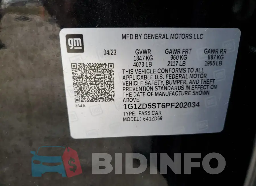 1G1ZD5ST6PF202034 Photo# 12