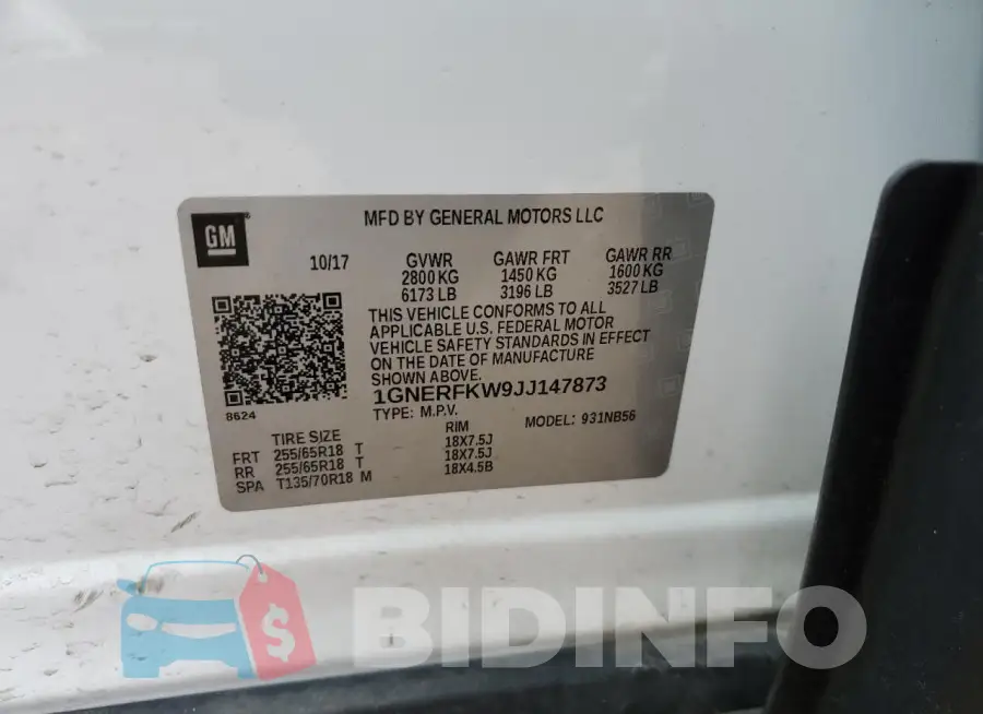 1GNERFKW9JJ147873 Photo# 13