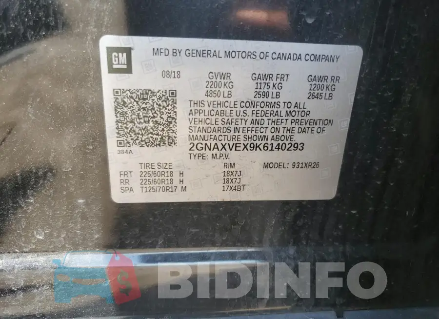 2GNAXVEX9K6140293 Photo# 13