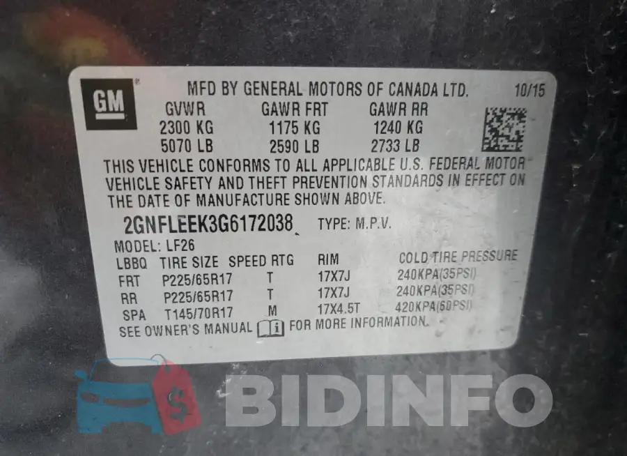 2GNFLEEK3G6172038 Photo# 13