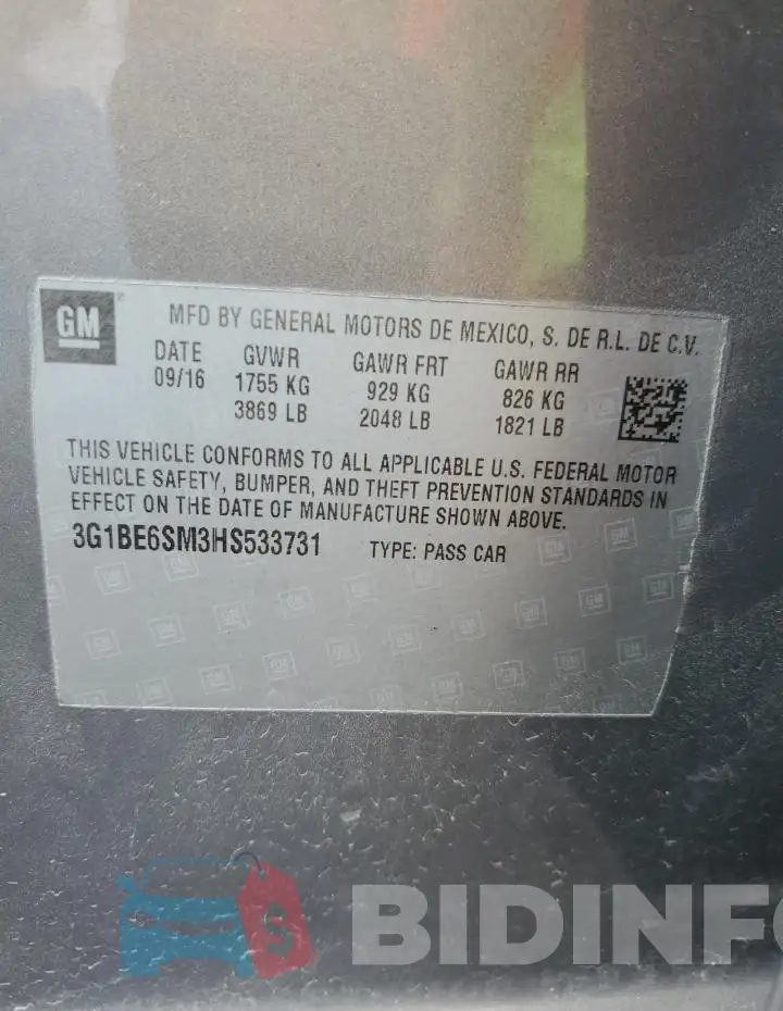 3G1BE6SM3HS533731 Photo# 12