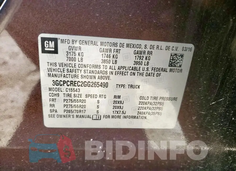 3GCPCREC2GG265490 Photo# 12