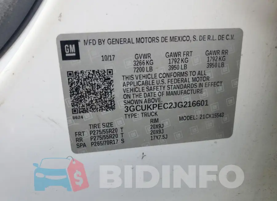 3GCUKPEC2JG216601 Photo# 12