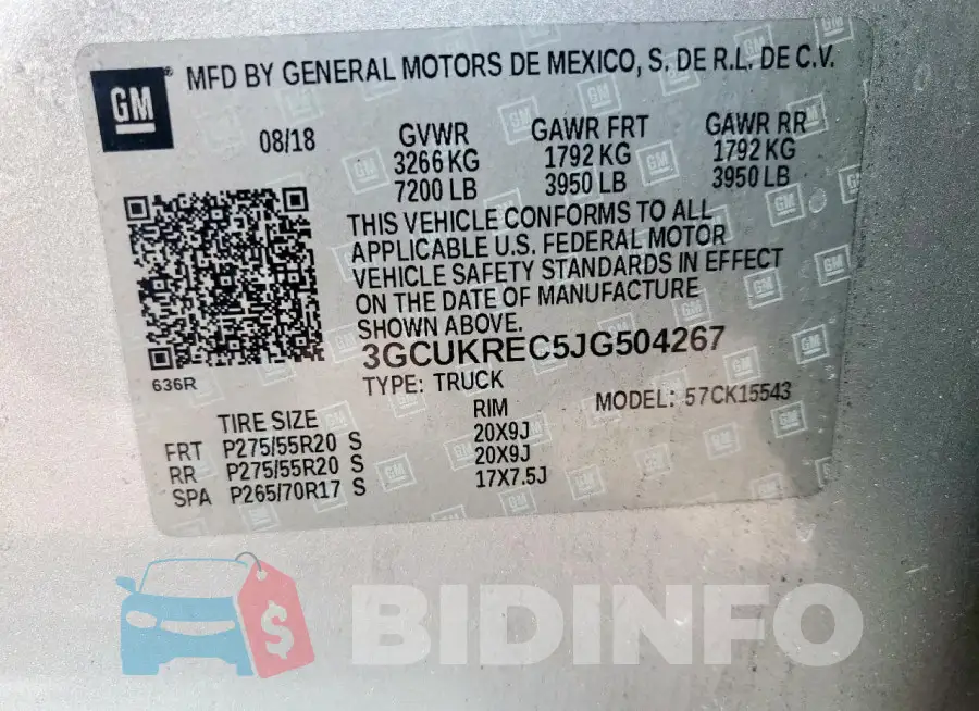 3GCUKREC5JG504267 Photo# 12