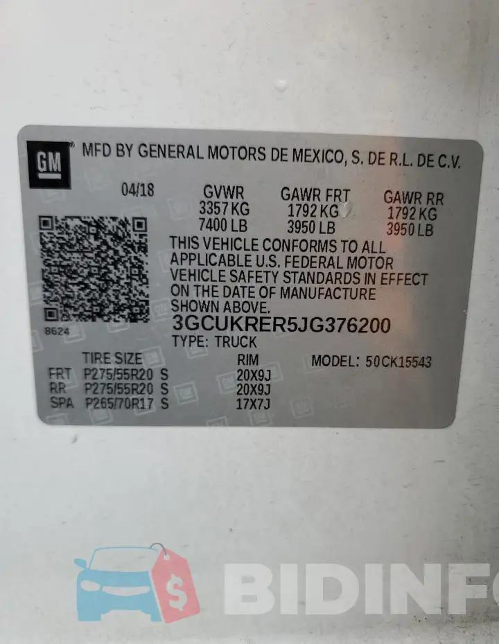 3GCUKRER5JG376200 Photo# 12