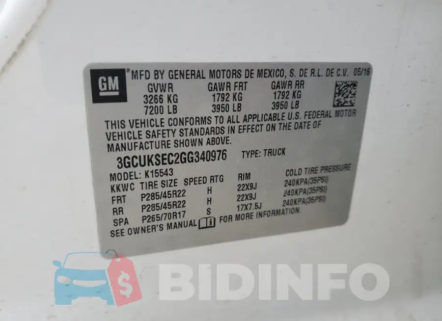 3GCUKSEC2GG340976 Photo# 12
