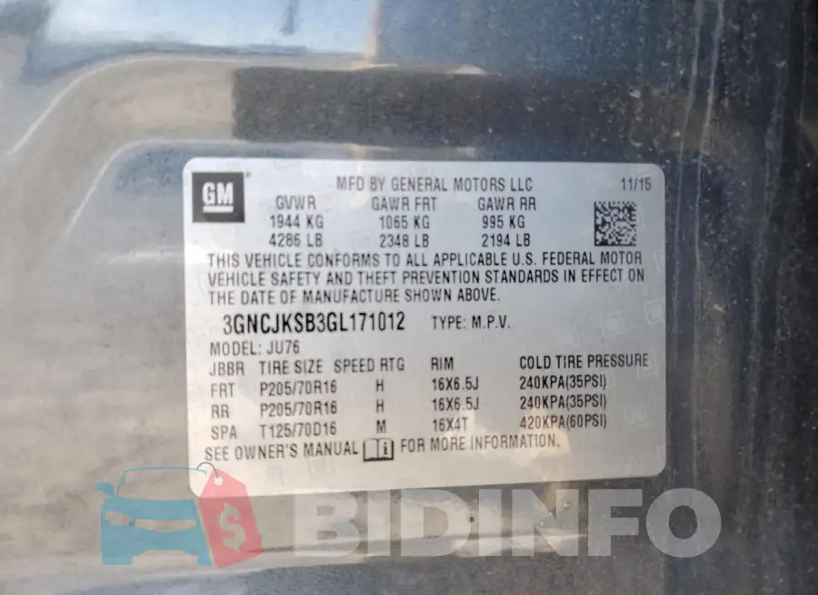 3GNCJKSB3GL171012 Photo# 12