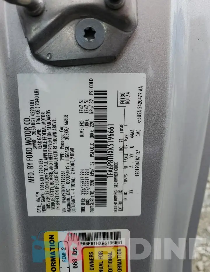 1FA6P8THXK5196661 Photo# 12