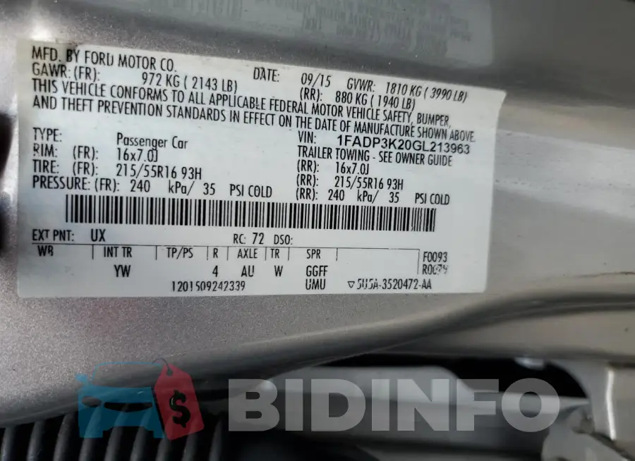 1FADP3K20GL213963 Photo# 12