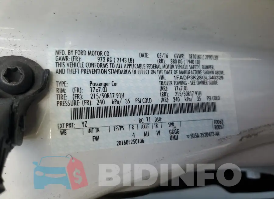 1FADP3K28GL340329 Photo# 12