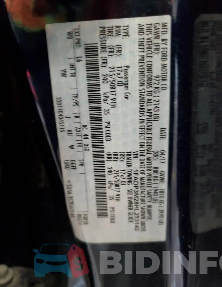 1FADP3M28HL253142 Photo# 13