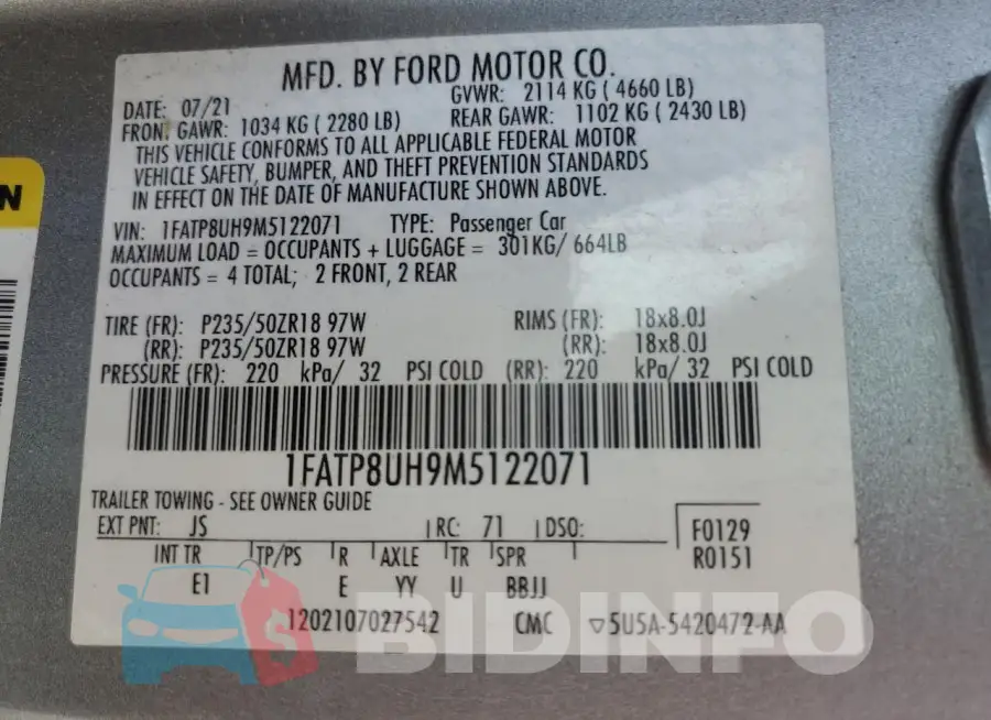 1FATP8UH9M5122071 Photo# 13