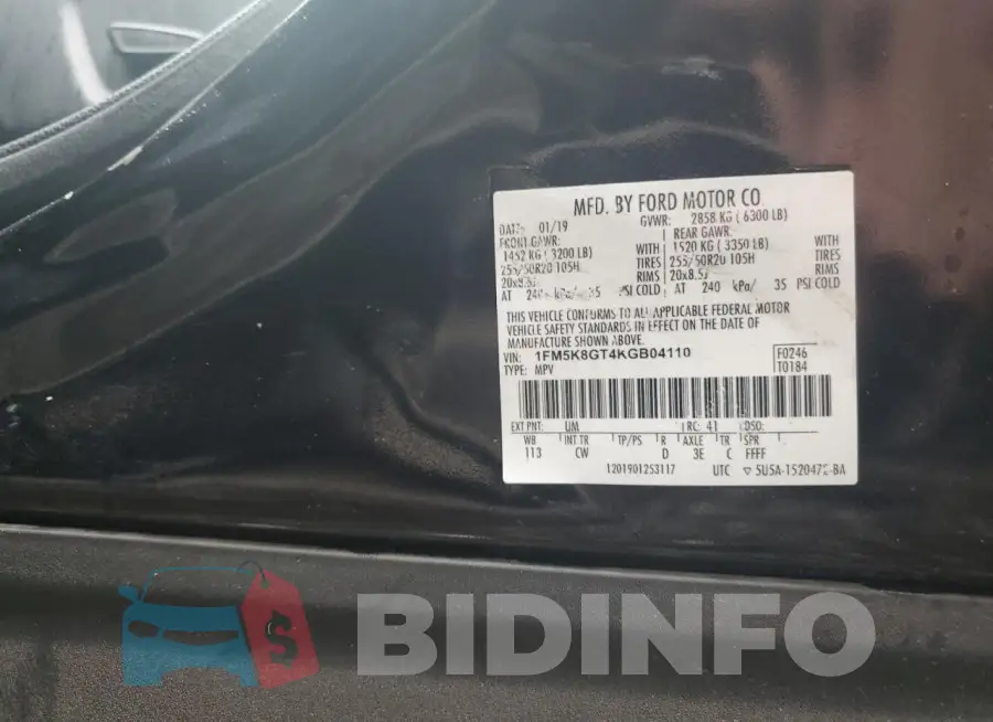1FM5K8GT4KGB04110 Photo# 12