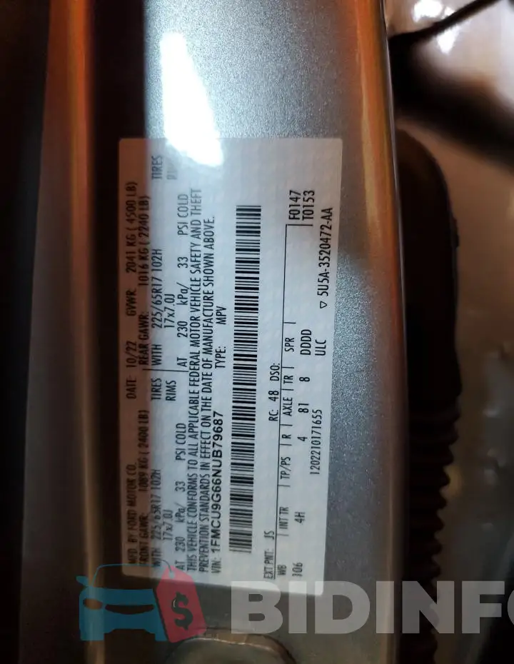 1FMCU9G66NUB79687 Photo# 13