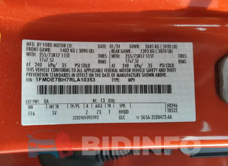 1FMDE7BH7RLA10353 Photo# 13