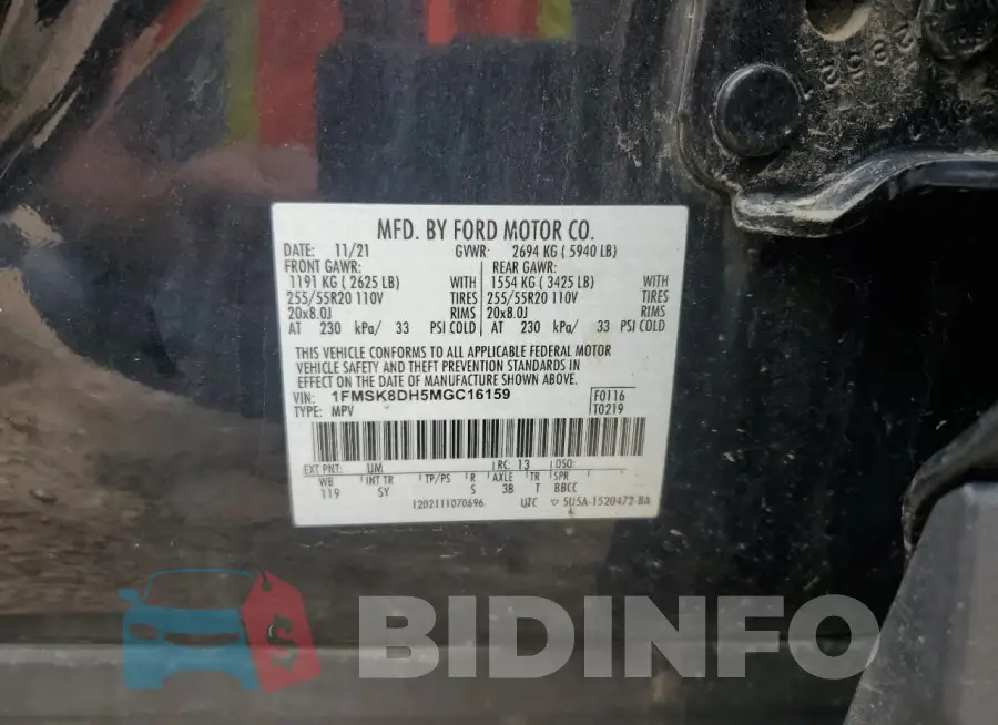 1FMSK8DH5MGC16159 Photo# 12